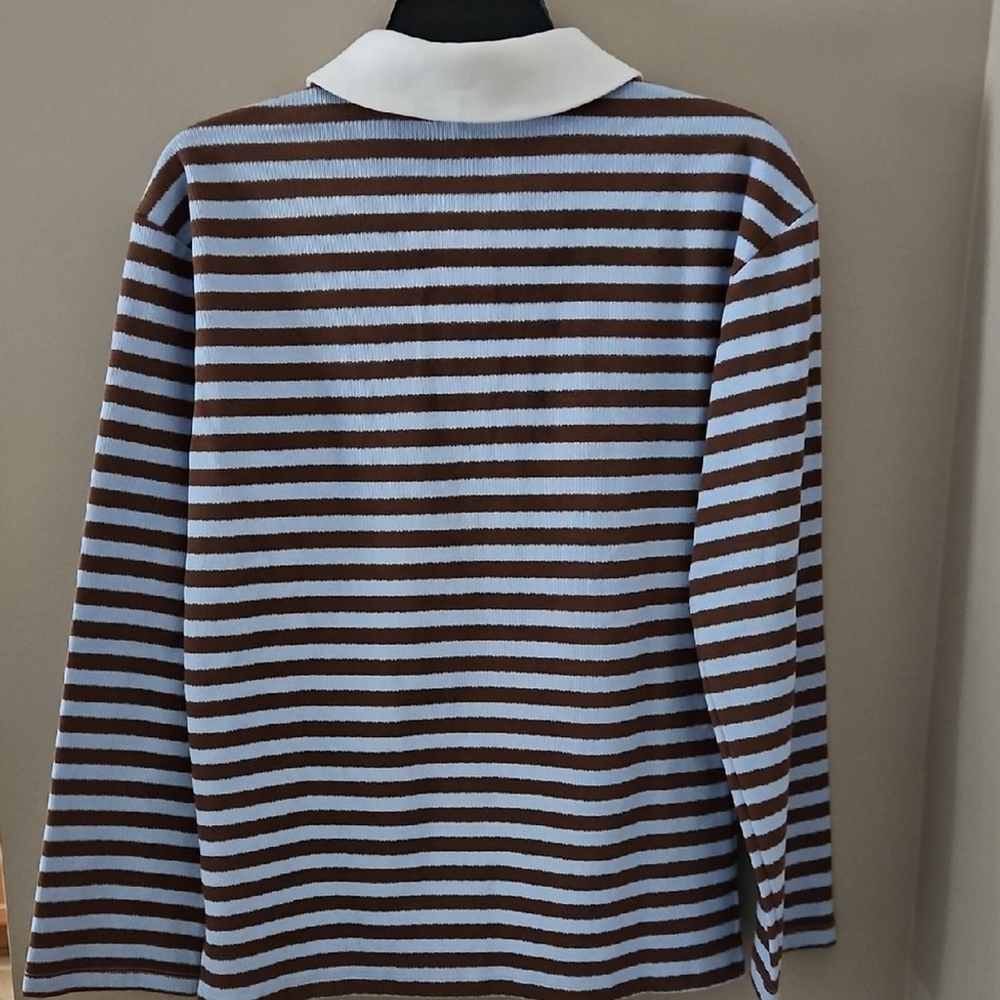NEW! ENGLISH FACTORY Anthropologie Long Sleeve Striped Rugby Polo Shirt XS. - Picture 7 of 9